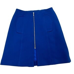 Sandra Angelozzi cobalt royal blue front zipper skirt Sz 38